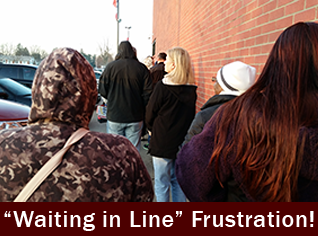 Waiting in long line frustration